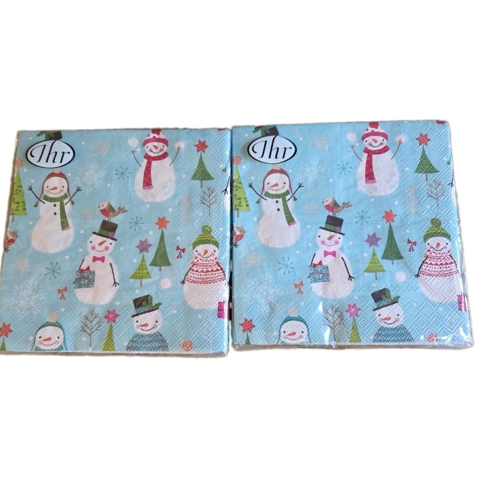 IHR Napkins Holiday Dinner Napkins Lot Of 2 Packs 40 Germany Beverage Snowmen